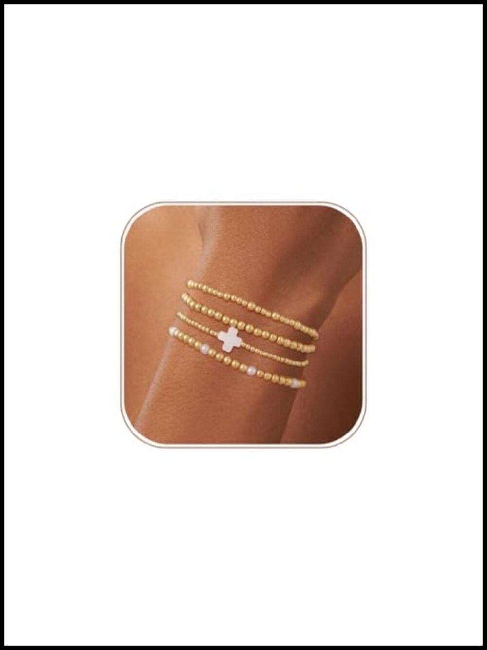 Waterproof 14K Gold Plated Stackable Link Bracelets for Women Dainty Adjustable